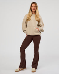 Woman wearing Base Oversized Hoodie - Shale Beige | Model:Issy | Size: XS |