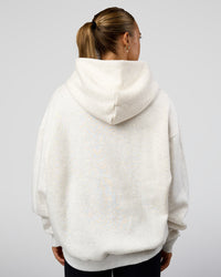 Woman wearing Base Oversized Hoodie - Silver Marl | Model:Maja | Size:XS