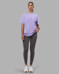 Woman wearing Be Yourself FLXCotton Tee Oversize - Violet Ray-Royal Purple | Model:Rhiley | Size:XS