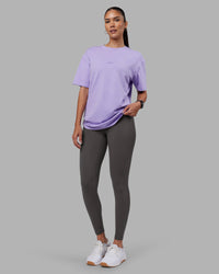 Woman wearing Be Yourself FLXCotton Tee Oversize - Violet Ray-Royal Purple | Model:Rhiley | Size:XS