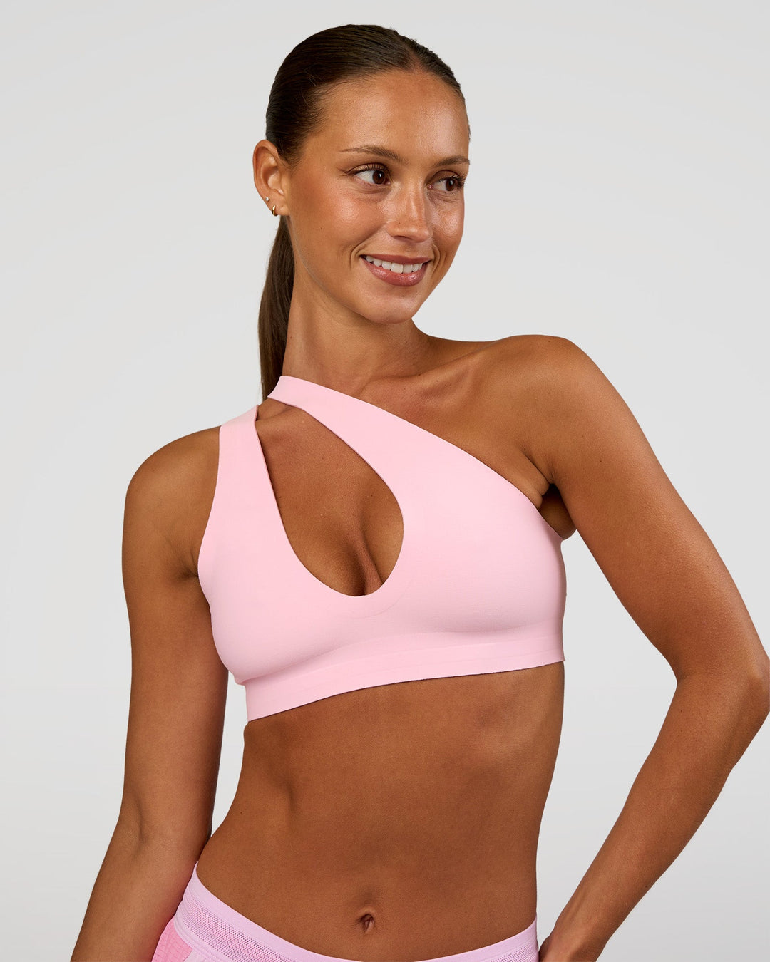 Woman wearing Bend &amp; FLX Plunge Sports Bra - Marshmallow | Model:Brylee | Size:XS