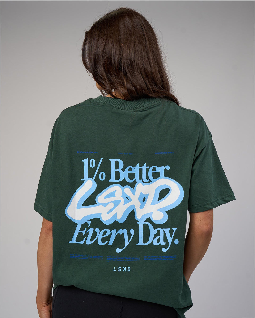 Woman wearing Break Through Heavyweight Oversized Tee - Vital Green-Open Air | Model:Phoebe | Size:XS