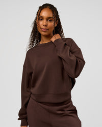 Woman wearing CF Elevate SoftTouch Pintuck Sweater - Hot Chocolate | Model:Jordan | Size:XS