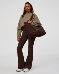 Woman wearing CF Street Surge Long Sleeve Tee - Taupe Ash | Model:Jordan | Size:XS