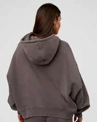 Woman wearing Distort Oversized Hoodie - Duskstone Washed | Model:Bianca | Size:XS | Thumbnail Index: 1