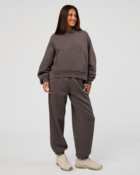 Woman wearing Distort Oversized Slouchy Fit Track Pant - Duskstone Washed | Model:Bianca | Size:XS | Thumbnail Index: 2