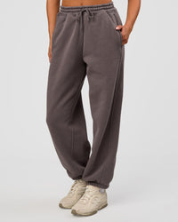 Woman wearing Distort Oversized Slouchy Fit Track Pant - Duskstone Washed | Model:Bianca | Size:XS | Thumbnail Index: 0