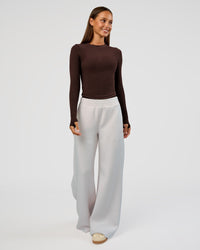 Woman wearing Flow Rib Long Sleeve Tee - Hot Chocolate | Model:Brylee | Size:XS