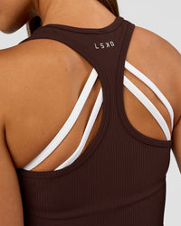 Woman wearing Flow Rib Scoop Neck Tank - Hot Chocolate | Model:Brylee | Size:XS | Thumbnail Index: 2