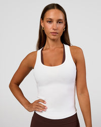 Flow Rib Scoop Neck Tank - White | Thumbnail Index: 0