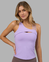 Woman wearing Galvanise Splice Shelf Bra Tank - Pale Lilac | Model:Leilani | Size:XS