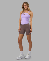 Woman wearing Galvanise Splice Shelf Bra Tank - Pale Lilac | Model:Leilani | Size:XS