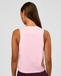 Woman wearing Go-To FLXCotton Midline Tank - Marshmallow-White | Model:Brylee | Size:XS