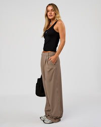 Woman wearing Go-To FLXCotton Scoop Neck Tank in Black-White | Model:Issy | Size:XS