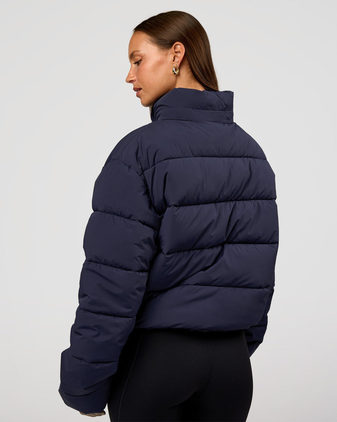 Woman wearing Go-To Puffer Jacket - Future Navy | Model:Brylee | Size:XS
