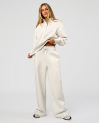Woman wearing Go-To Wide Leg Track Pant Tall - Silver Marl | Model:Georgia | Size:XS
