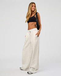Woman wearing Go-To Wide Leg Track Pant Tall - Silver Marl | Model:Georgia | Size:XS | Thumbnail Index: 9