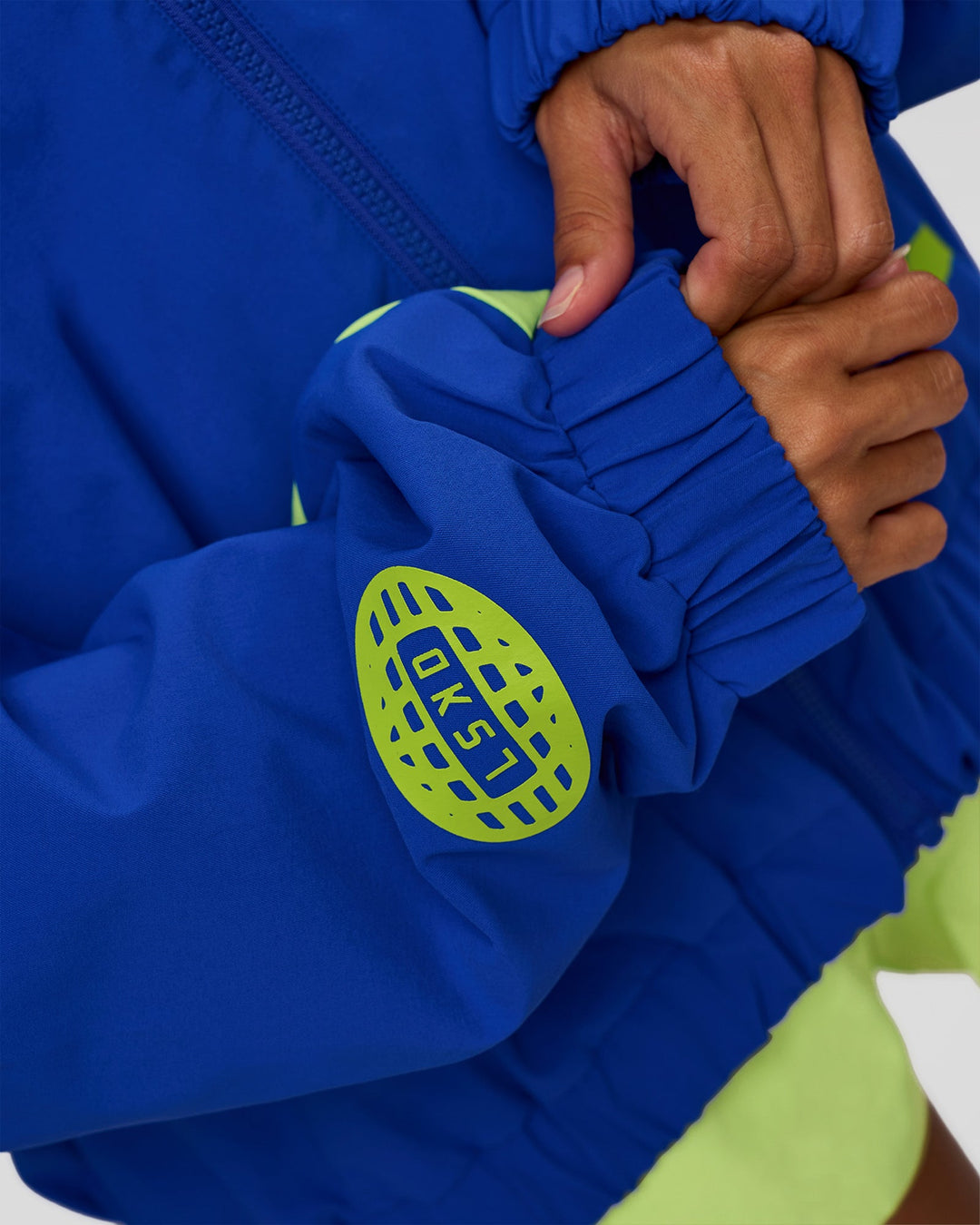 Woman wearing Hype Oversized Track Jacket - Electric Indigo | Model:Brylee | Size:XS