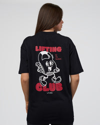 Woman wearing Kettle B FLXCotton Oversized Tee - Black-White | Model:Estella | Size:XS
