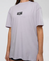 Woman wearing Kettle B FLXCotton Oversized Tee - Galactic Lilac-Black | Model:Estella | Size:XS | Thumbnail Index: 8