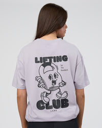 Woman wearing Kettle B FLXCotton Oversized Tee - Galactic Lilac-Black | Model:Estella | Size:XS | Thumbnail Index: 4