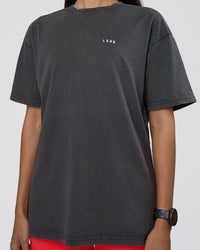 Woman wearing Lifting FLXCotton Oversized Tee - Black Washed-Flame | Model:Rhiley | Size:XS | Thumbnail Index: 8