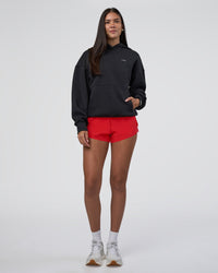 Woman wearing Lifting Unisex Oversized Hoodie - Black-Flame| Model:Rhiley | Size:XS