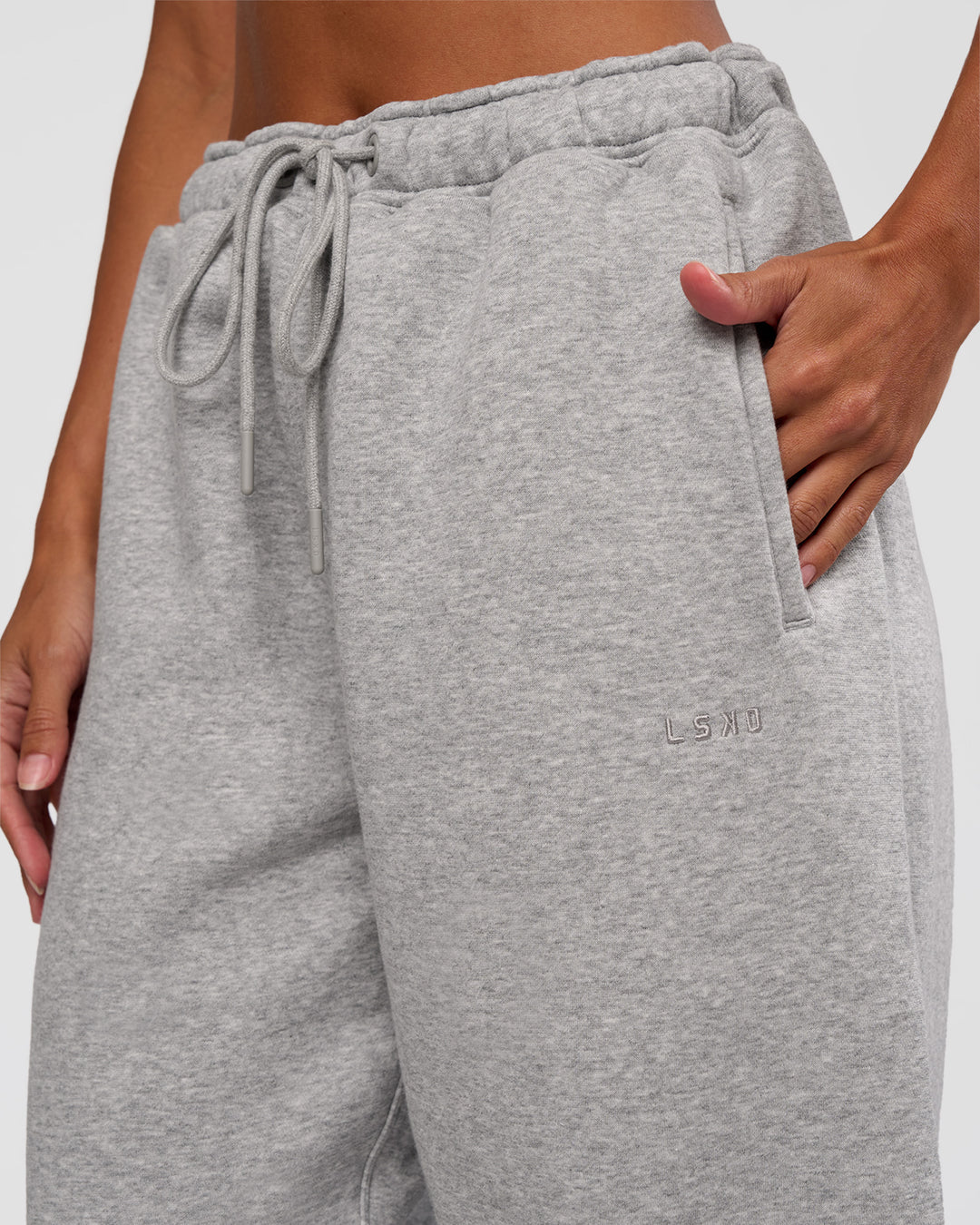 Woman wearing MVP Straight Leg Pant - Light Grey Marl | Model:Brylee | Size:XS