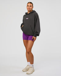 Woman wearing Miami Vibe Oversized Hoodie - Dark Storm-Marshmallow | Model:Maja | Size:XS