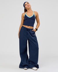 Woman wearing Milla Shelf Bra Tank - Future Navy-Baltic Sea | Model:Grace | Size:XS