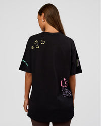 Woman wearing Mother's Day FLXCotton Oversize Tee - Black | Model:Brylee | Size:XS
