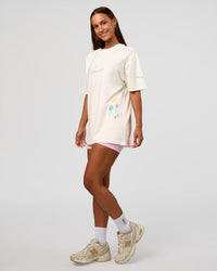 Woman wearing Mother's Day FLXCotton Oversize Tee - Off White | Model:Brylee | Size:XS