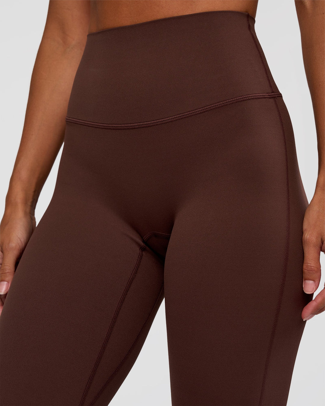 Woman wearing Peaches Elixir High-Rise Flared Pant - Hot Chocolate | Model:Brylee | Size:XS