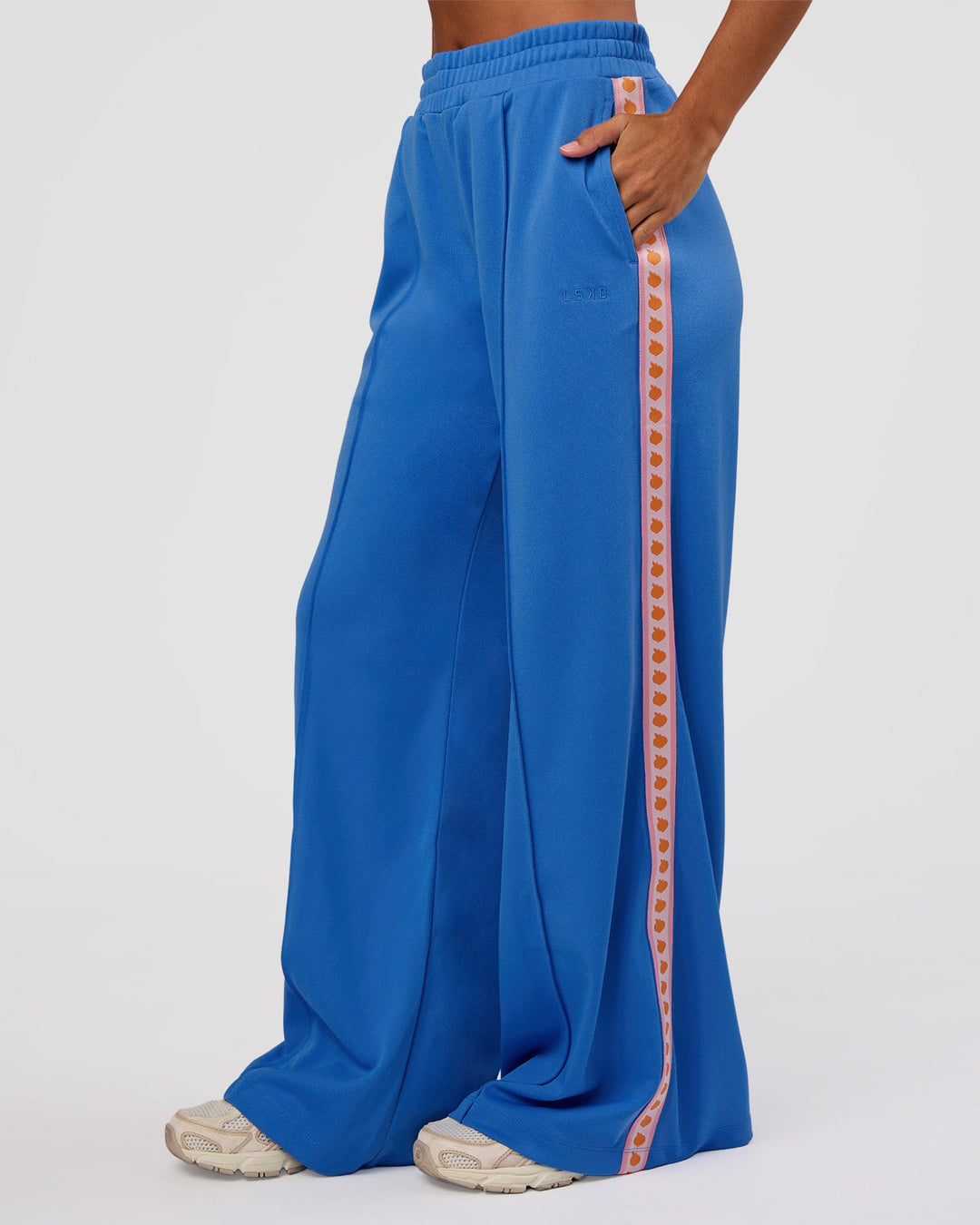 Woman wearing Peaches Track Pant - Palace Blue | Model:Brylee | Size:XS - view 7