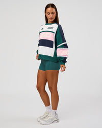 Woman wearing Power Sweater - Future Navy-Teal | Model:Brylee | Size:XS
