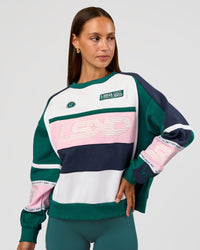 Woman wearing Power Sweater - Future Navy-Teal | Model:Brylee | Size:XS