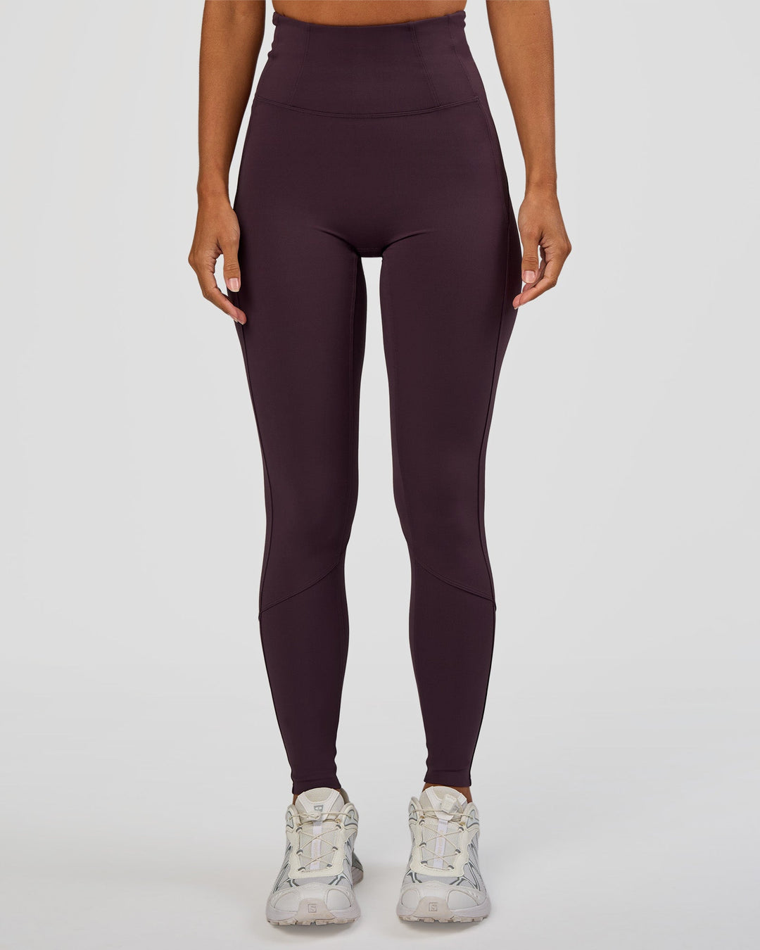 Woman wearing Progression Ultra High-Rise Full Length Legging - Midnight Plum | Model:Brylee | Size:XS