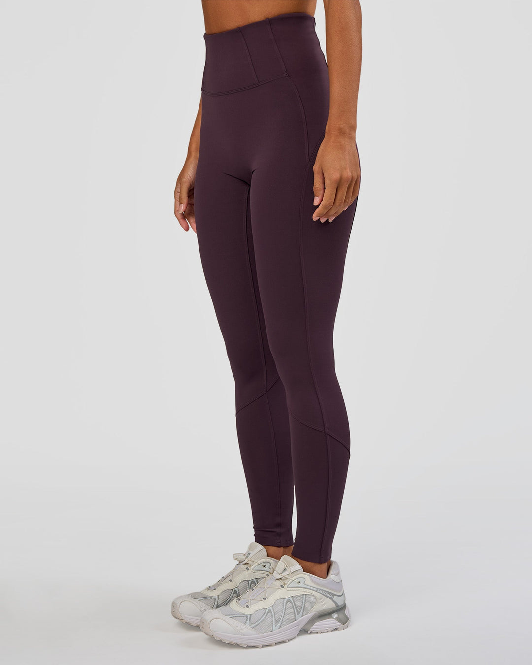 Woman wearing Progression Ultra High-Rise Full Length Legging - Midnight Plum | Model:Brylee | Size:XS