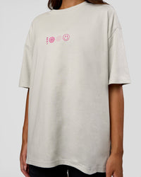 Woman wearing Trust The Process Heavyweight Unisex Oversized Tee - Digital Mist-Ultra Pink | Model:Kirstyn | Size:XS