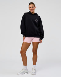 Woman wearing Unisex Love The Process Oversize Hoodie - Black-Marshmallow | Model:Amity | Size:XS