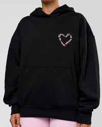 Woman wearing Unisex Love The Process Oversize Hoodie - Black-Marshmallow | Model:Amity | Size:XS