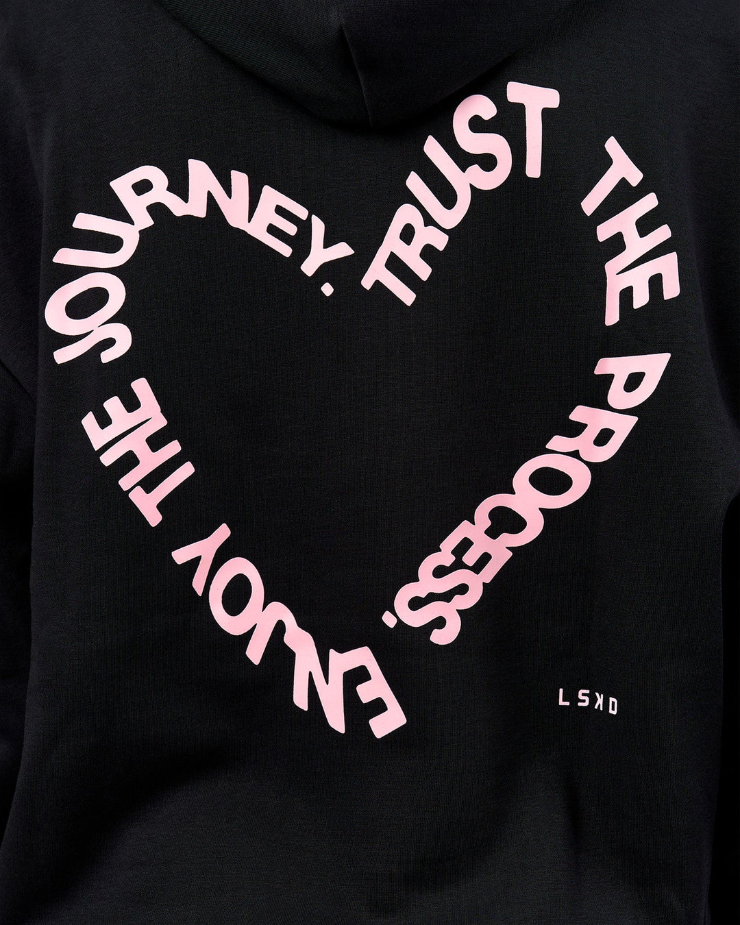 Woman wearing Unisex Love The Process Oversize Hoodie - Black-Marshmallow | Model:Amity | Size:XS