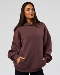 Woman wearing Unisex Love The Process Oversize Hoodie - Cocoa Powder-Hot Chocolate | Model:Bianca | Size:XS