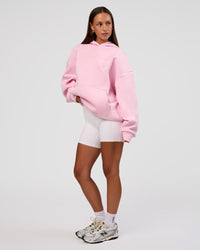 Woman wearing Unisex Love The Process Oversize Hoodie - Marshmallow-White | Model:Brylee | Size:XS