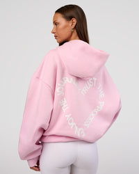 Woman wearing Unisex Love The Process Oversize Hoodie - Marshmallow-White | Model:Brylee | Size:XS