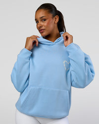 Woman wearing Unisex Love The Process Oversize Hoodie - Open Air-Off White | Model:Rosie | Size:XS