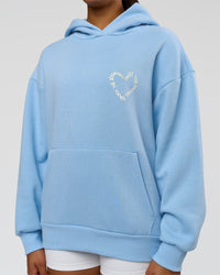 Woman wearing Unisex Love The Process Oversize Hoodie - Open Air-Off White | Model:Rosie | Size:XS