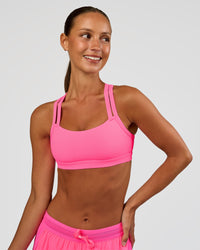 Woman wearing Velocity Sports Bra - Sugar Plum | Model:Brylee | Size:XS