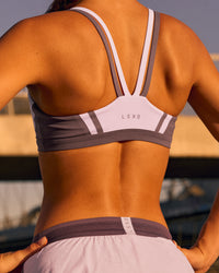 Campaign image of Force Sports Bra - Marshmallow-Cocoa Powder | Thumbnail Index: 4
