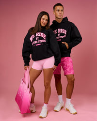 Duo wearing BCAM Unisex Oversized Hoodie - Black | Model:Bianca | Size:S | Model:Albert | Size:M | Thumbnail Index: 6